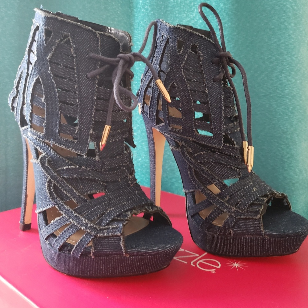Shoe Dazzle Denim Booties